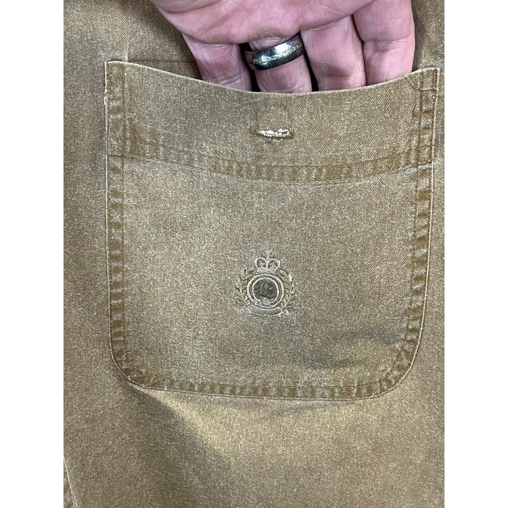 Vintage Bugle Boy Company Mens Tan‎ Washed Camp Logo Button Up Shirt Large - Picture 7 of 10